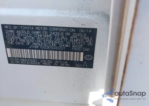 2014 Lexus Is 250 from USA, damaged, VIN JTHBF1D22E5042221